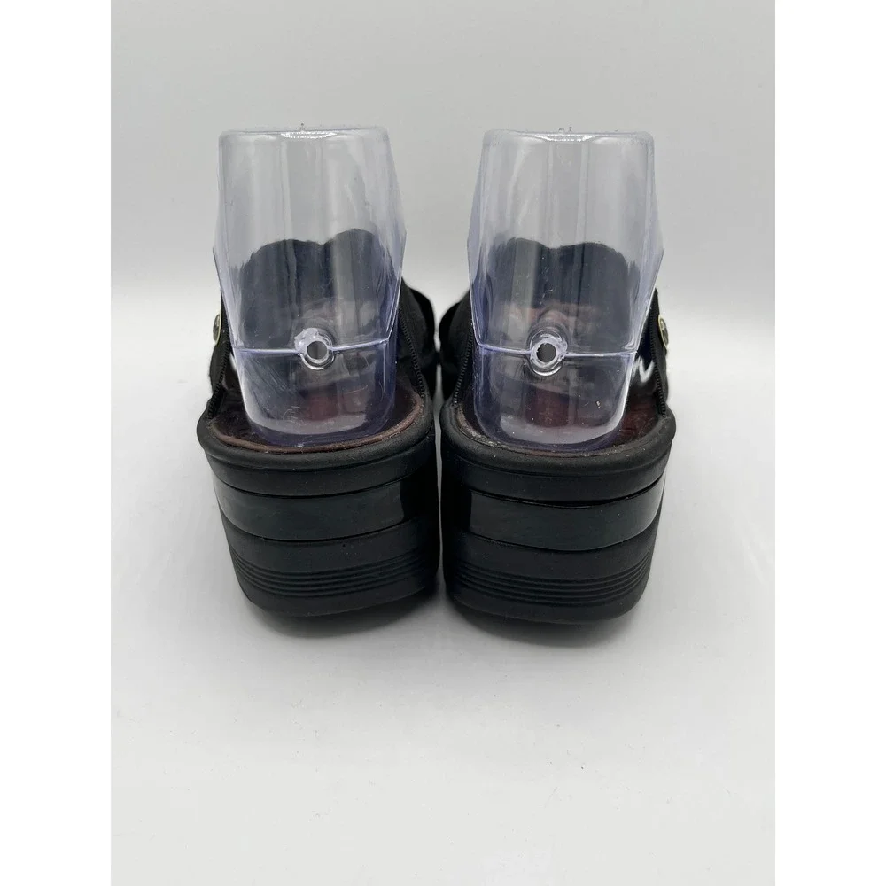 Bzees Desire Women Sz 9M Black Stretch Fabric Crisscross Wedge Slide Sandals